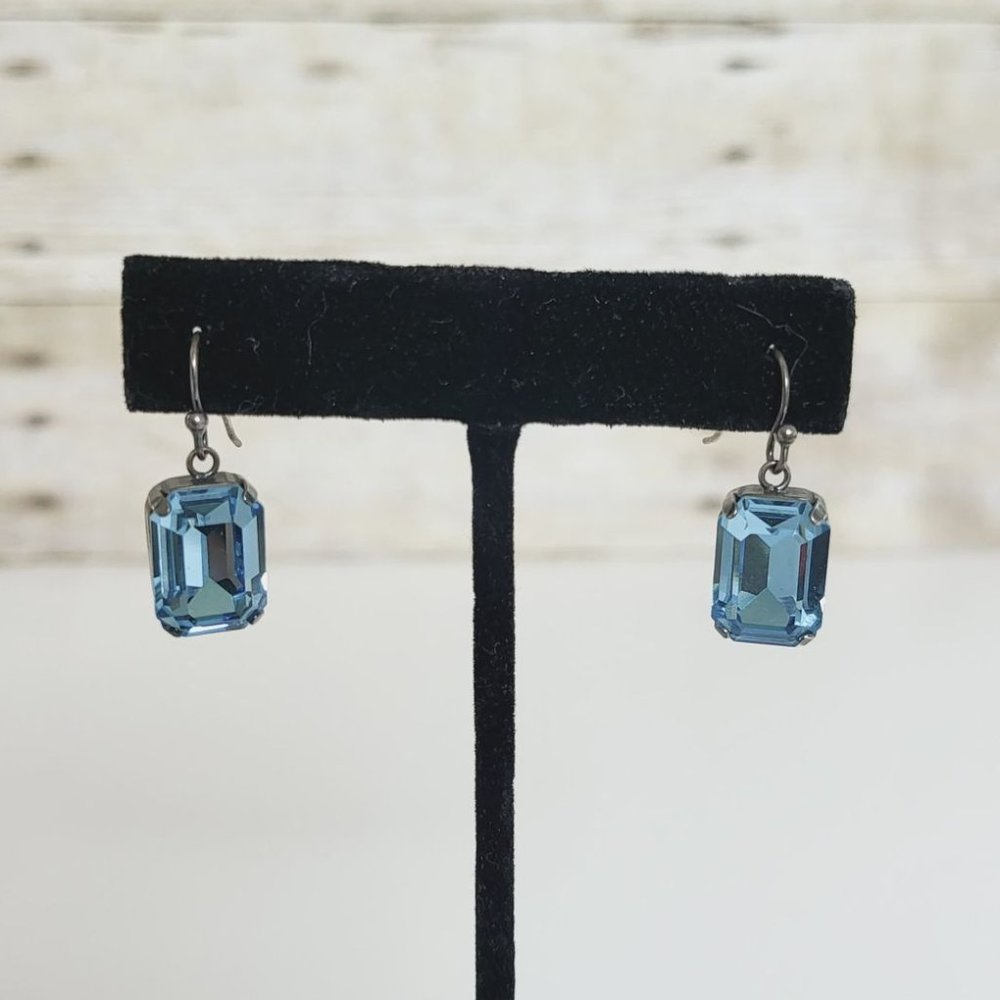 Touchstone Crystal Aquamarine Cut Drop Earrings